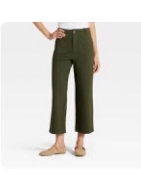 a new day Olive High-Rise Cropped Wide-Leg Pants
